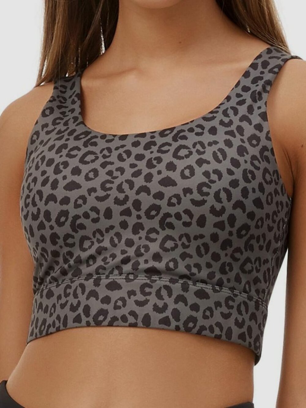 Allfenix Gray Padded Athletic Sports Bra Tank Leopard Print Xs